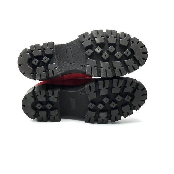 Justin Reese Red Suede Chunky Sole Boots—UK 7/US 9/EU 40—Removable Buckles—NWOT - Picture 3 of 10